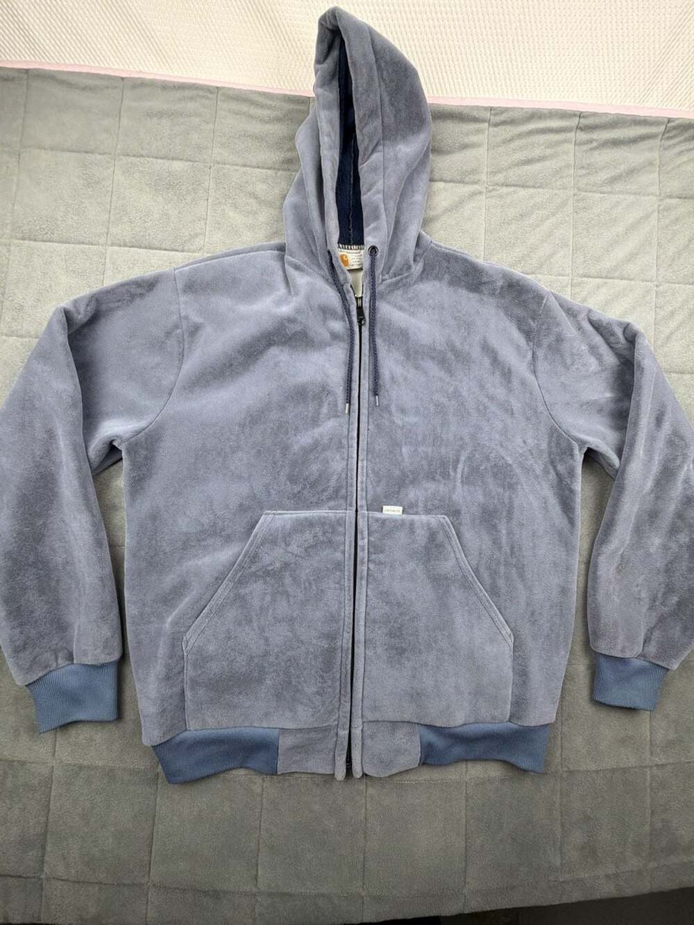 Vintage 90s Carhartt Rugged Lined 761 Velvet Velour Zip Up Hoodie Medium